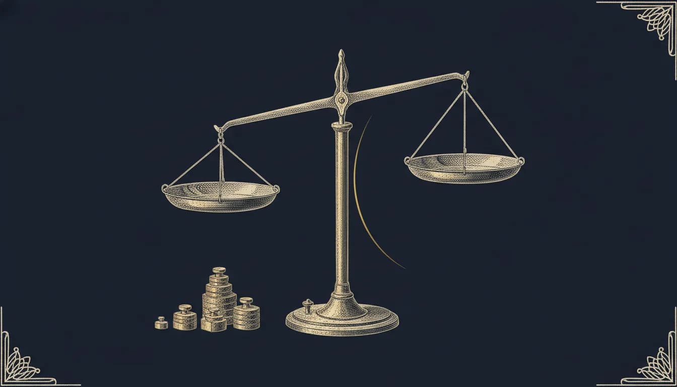Gravure ancienne d'une balance de précision en laiton